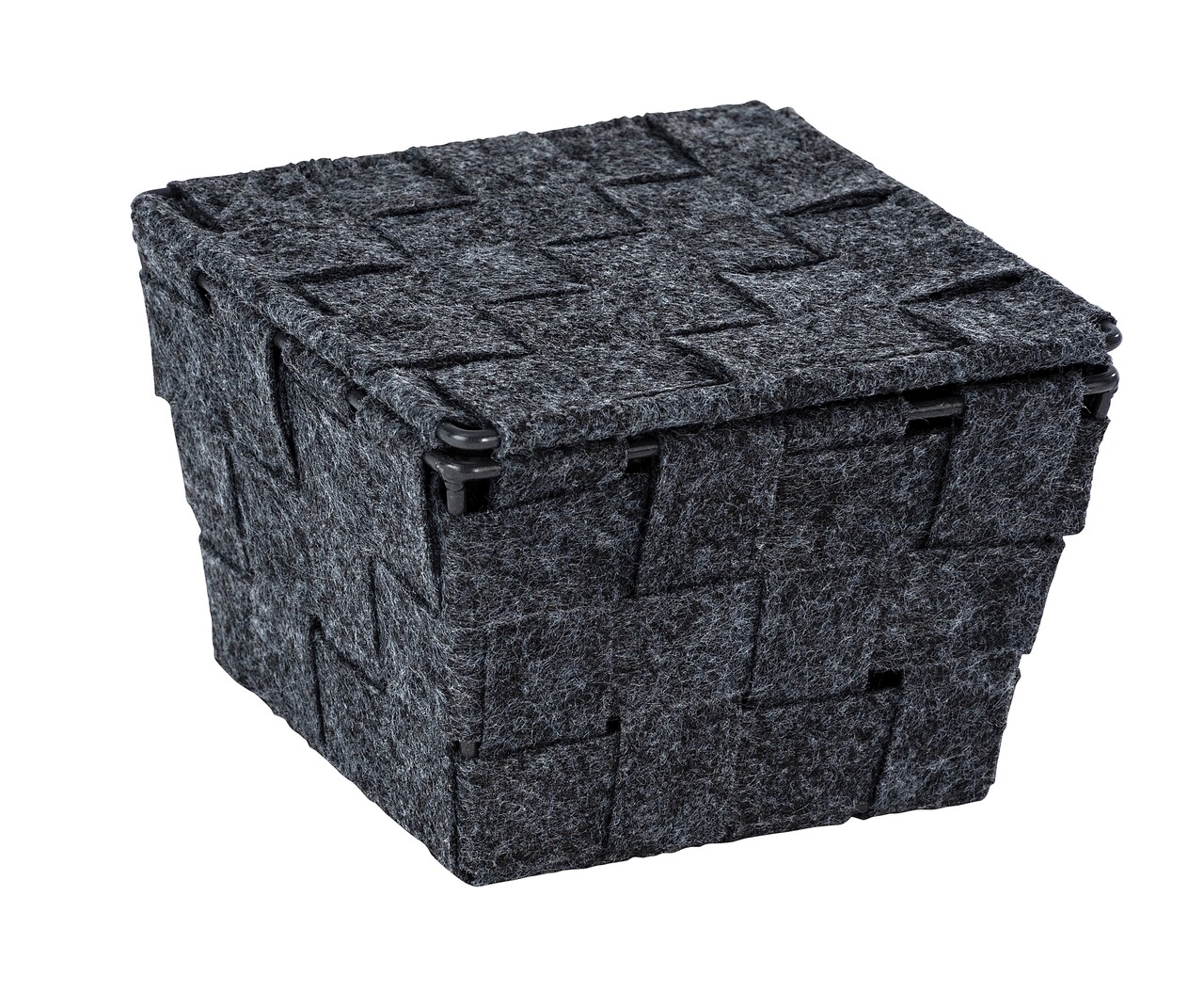 Cos depozitare cu capac, Adria Feltro square, 14 x 9.4 x 14 cm, poliester, antracit - imagine 3